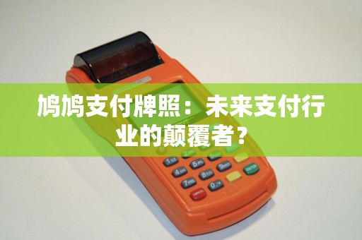 鸠鸠支付牌照：未来支付行业的颠覆者？